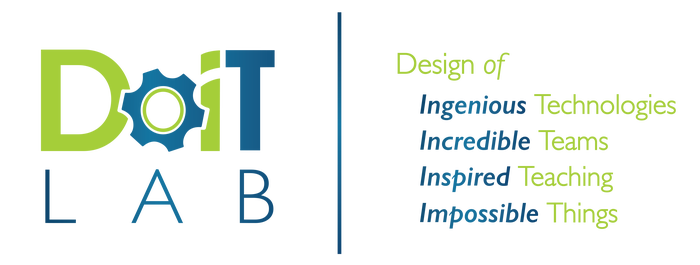 Wordmark for the DO IT Lab that represents the design of impossible things